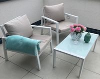 Tisch-Garnitur Taupe weiß Stühle Bank Garten-Möbel Lounge Sessel Rheinland-Pfalz - Montabaur Vorschau