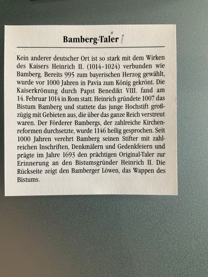 Bamberg Taler Silbermünze Pp 2004 Kaiser Heinrich II. in Ravensburg