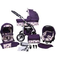 Kinderwagen Set mit Babyschale und Wickeltasche Lila mit Eulen Sachsen - Waldheim Vorschau