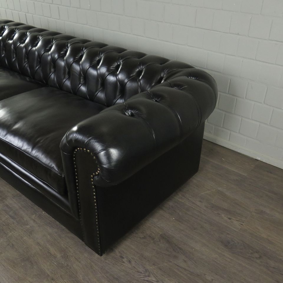 20913 Chesterfield Sofa Couch Leder Schwarz 2.40 m in München