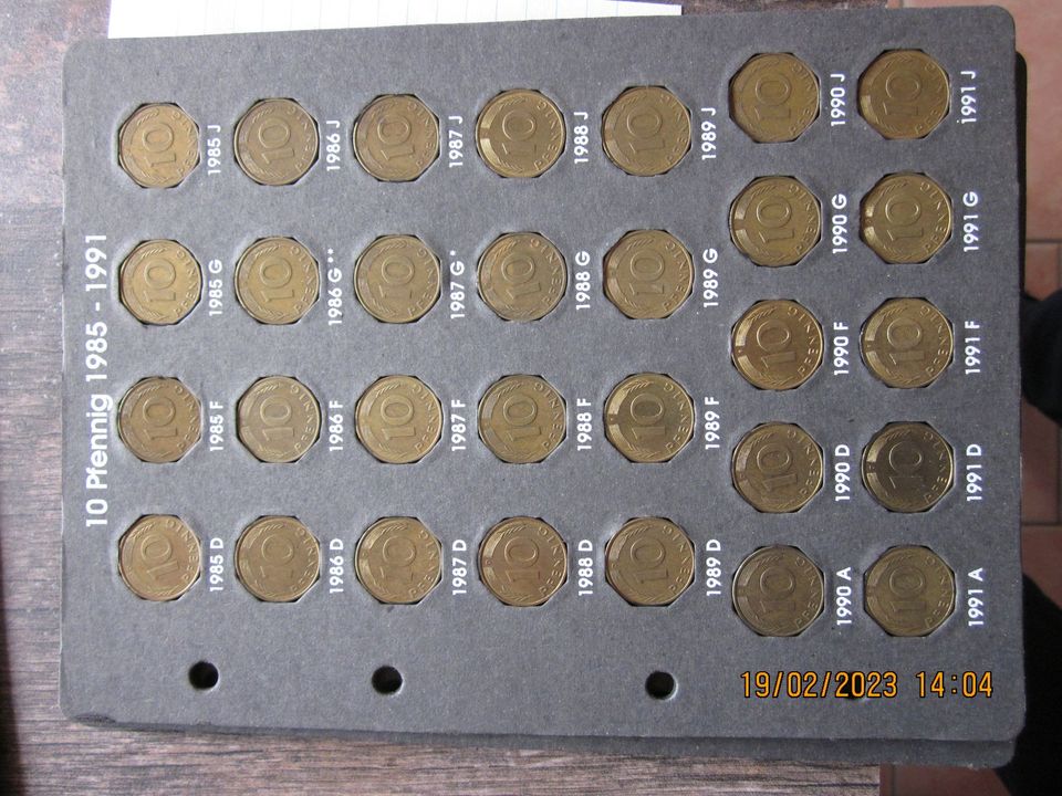 10 Pfennig Münzen 1949-1997 in Bingen