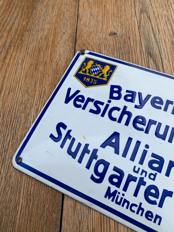 Emailschild / Emaille Schild Reklame Vorkriegszeit Allianz in Altenkunstadt