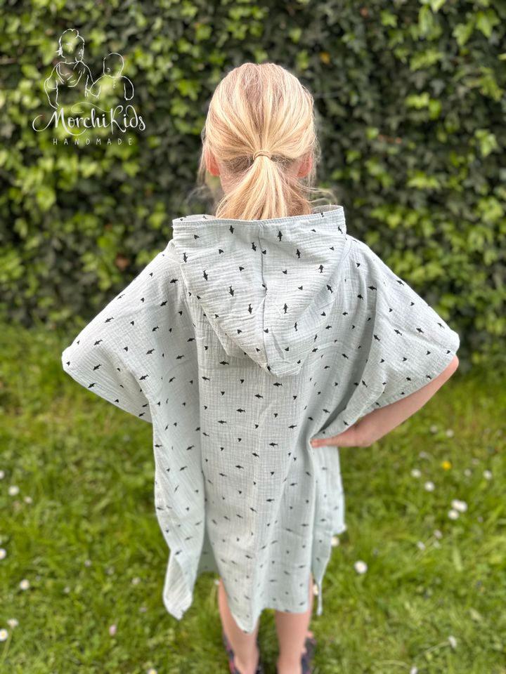 Musselin Badeponcho Kapuzenhandtuch Kinder Hai handmade 1-9 Jahre in Frankfurt am Main