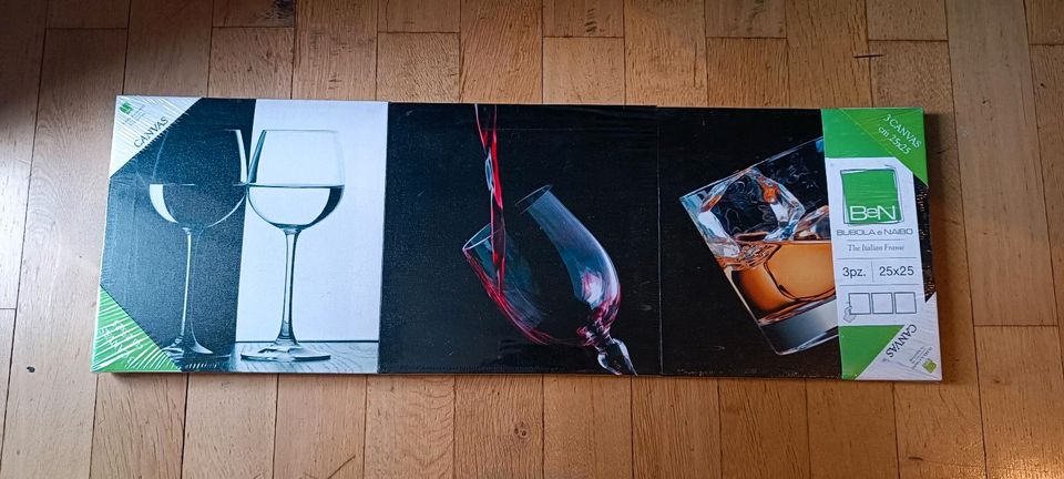3-teiliges Gemälde Wein Whisky Getränke Küche Bild Wandbild in München