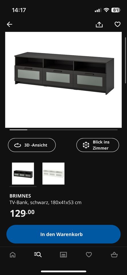 Ikea Brimnes TV-Bank Sideboard Lowboard schwarz in Bremen