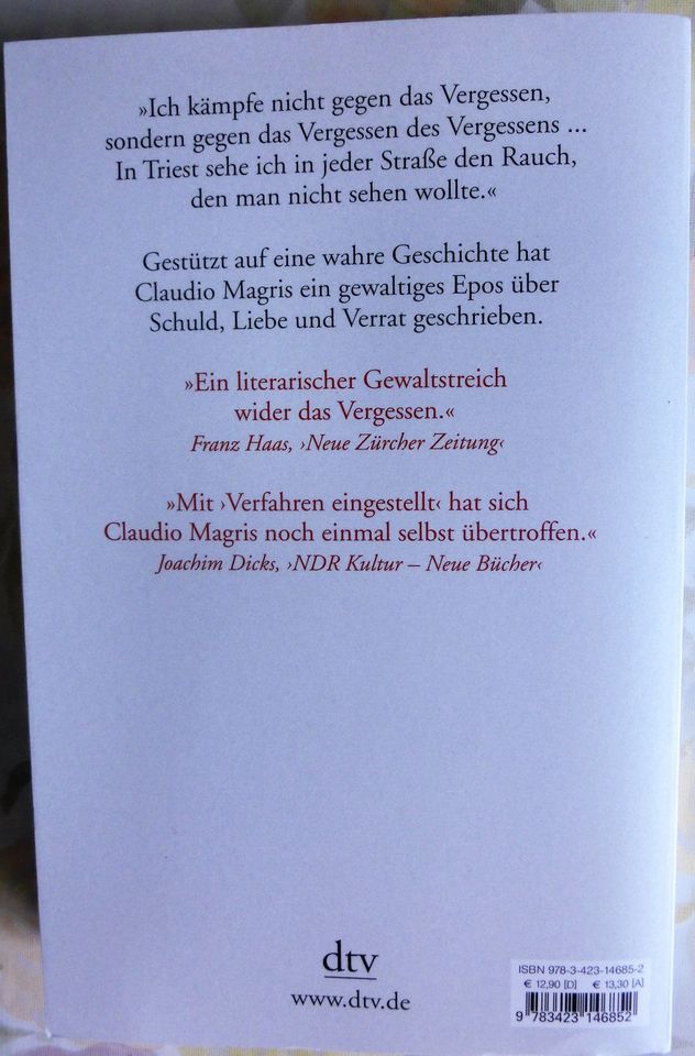VERFAHREN EINGESTELLT, Roman von Claudio Magris in Berlin