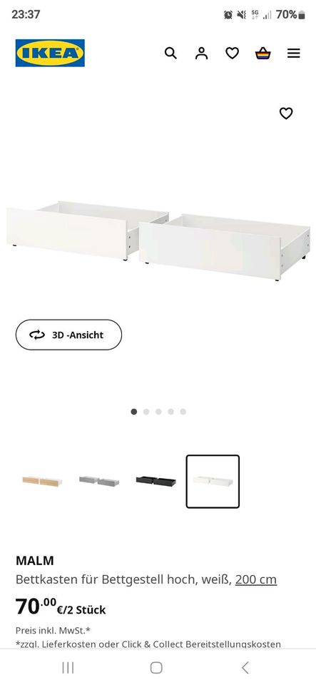 Ikea malm bett schubladen bettkasten 4 Stück in Viersen