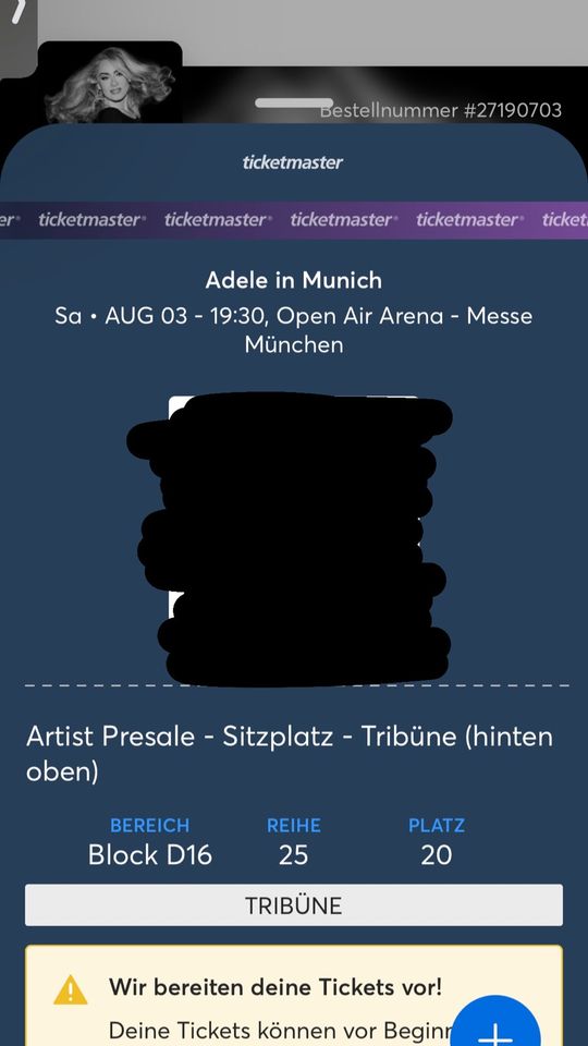 Adellee Konzert Ticket 02.08 in Stuttgart