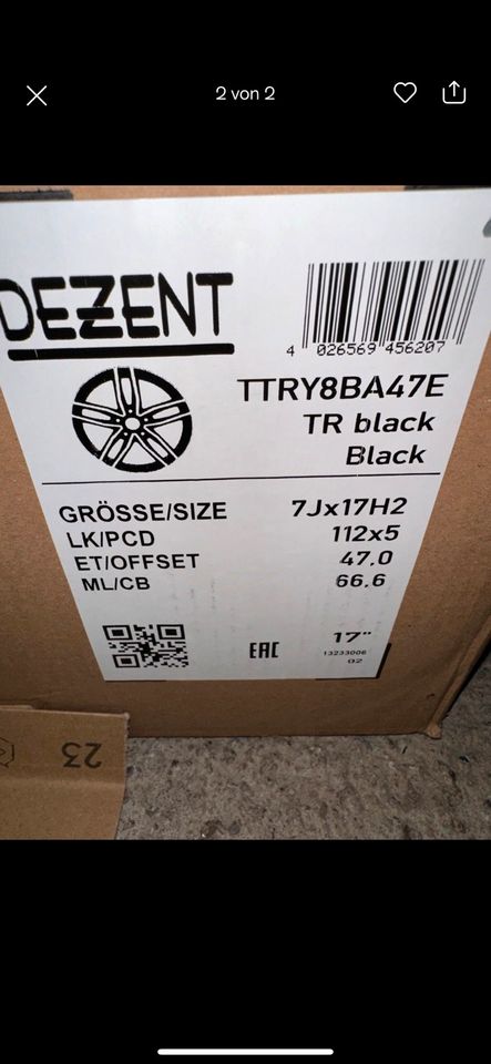 Alufelge Dezent TR black 7x17 et 47 66,6 5x112 Neu!! in Untermünkheim