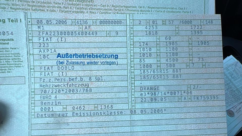 Fiat Doblo 1.4 Benzin 7 Sitze Klima in Rendsburg