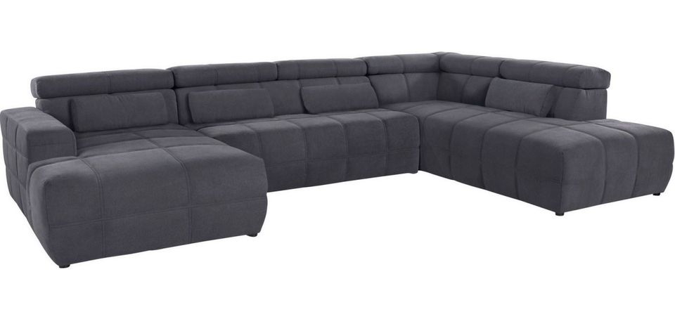 Wohnlandschaft 359cm Grau Microfaser Brandon U-Form Sofa Couch in Köln