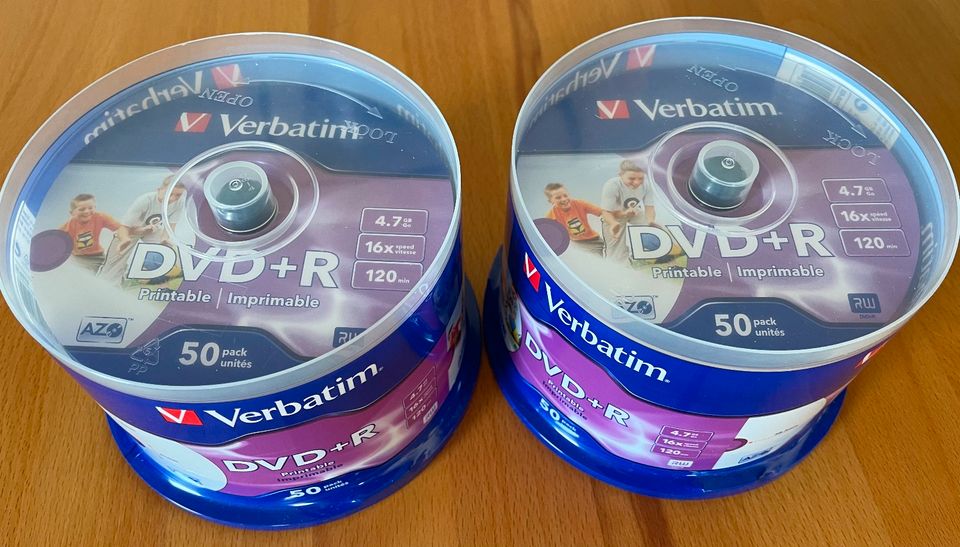 50 Verbatim DVD+R bedruckbar 4,7GB 120Min 50er 16x NEU in Korntal-Münchingen