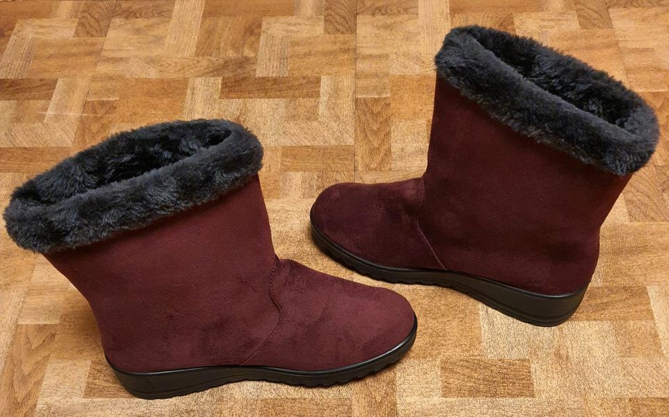 Damen Winter Stiefel Boots Kunstpelz gefüttert Gr. 39 Weinrot Neu in Ingolstadt