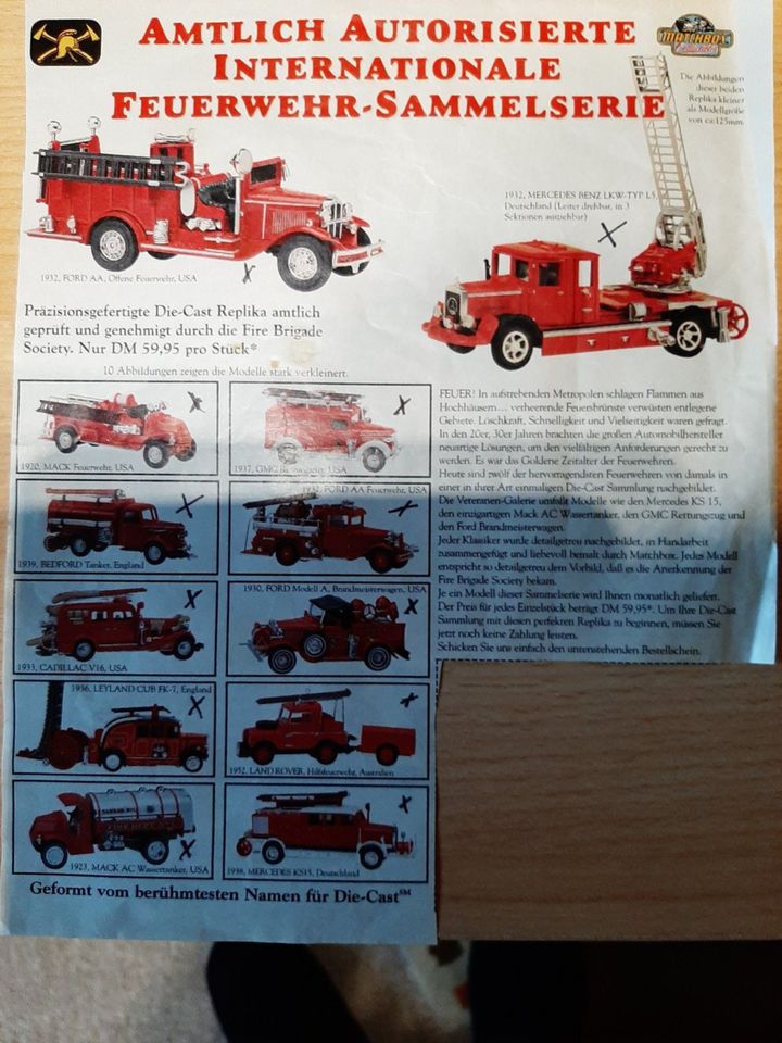 Matchbox Sammlermodelle Feuerwehr in Stoltebüll