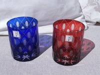 Edo Kiriko, blauer & roter Überfang, Whiskyglas-Set aus Japan Baden-Württemberg - Kirchheim unter Teck Vorschau