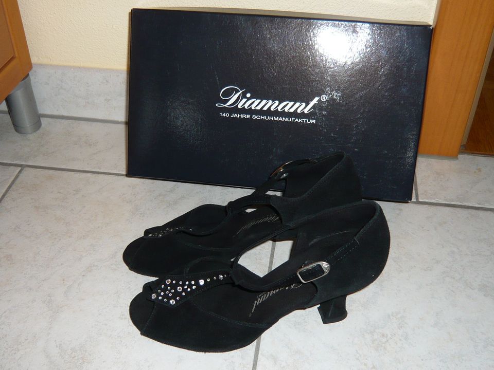 Diamant Damen Tanzschuhe in Schwarz Velour mit Strass Gr. 36 2/3 in Römerberg