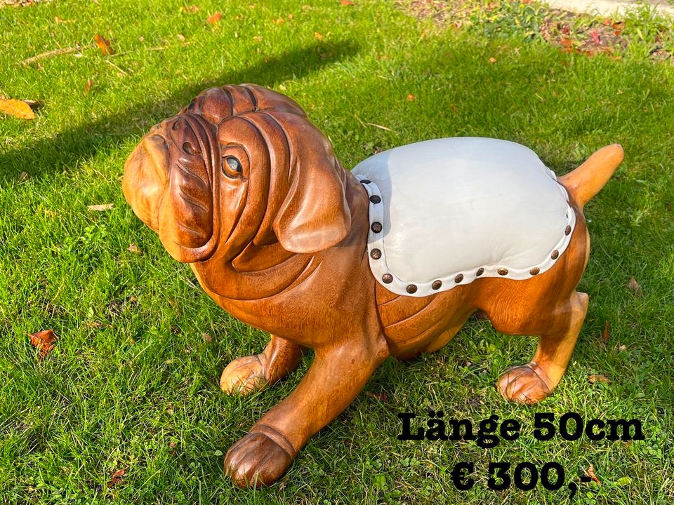 Bulldog 30cm Bully French französische Dogge Holz geschnitzt in Essen