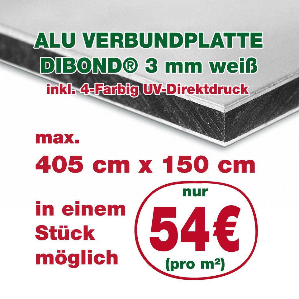 Alu-Verbundplatte Dibond® Platte weiß 3 mm stärke inkl. Druck in München