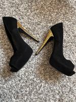 Pumps high heels schwarz gold Glitzer Party 38 neu Hessen - Kaufungen Vorschau
