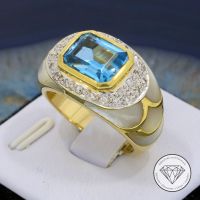 M*175095 Wert 3.900,- Blautopas Diamant Ring 750 Gold 18 KT XXYY Essen - Karnap Vorschau