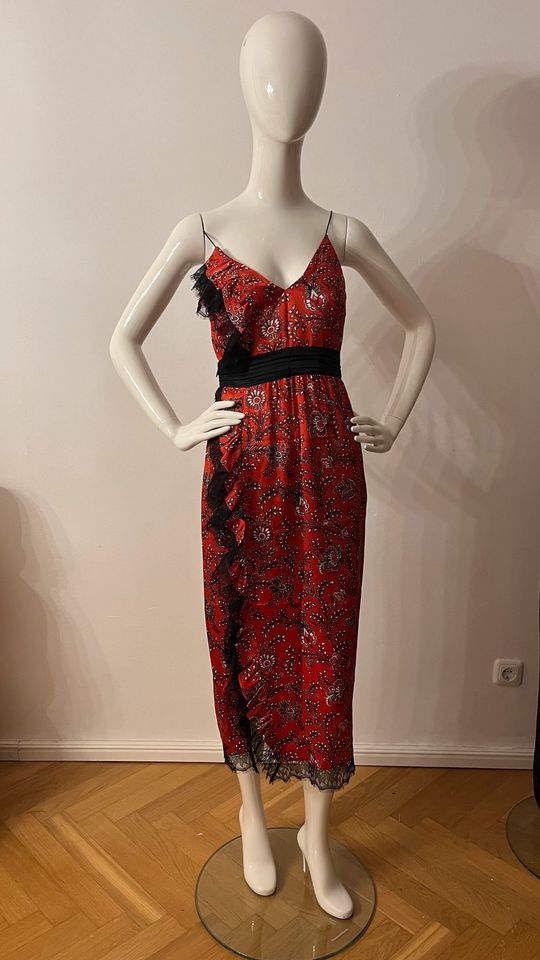 Cinq à Sept Seide 0 XS XXS Kleid Paisley Rot NP525$ Kooples IRO in Magdeburg