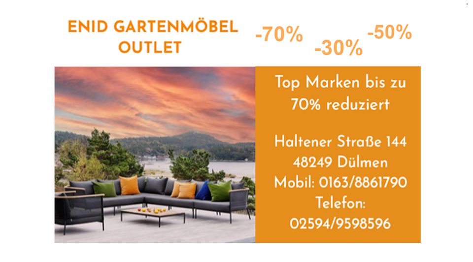 Gartenmöbel ⭐Outlet Dülmen Lounge Marken Sessel Schirme Pavillon in Duisburg