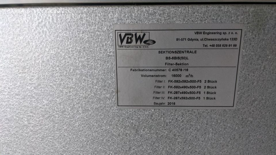 Absauganlage VBW 16.000qm³/h Volumenstrom Absaugung Schweißen in Werl