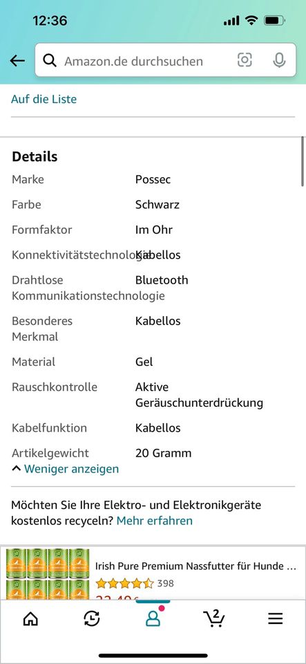 Bluetooth earbuds drahtloser Kopfhörer Headset in Remscheid