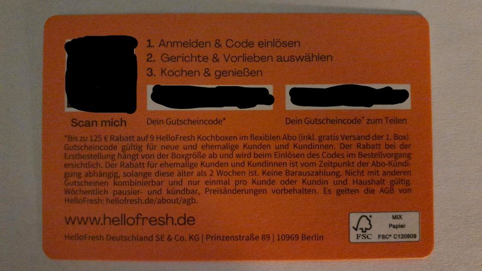 Hello Fresh Essensboxen bis zu 125€ Gutschein in Hamburg