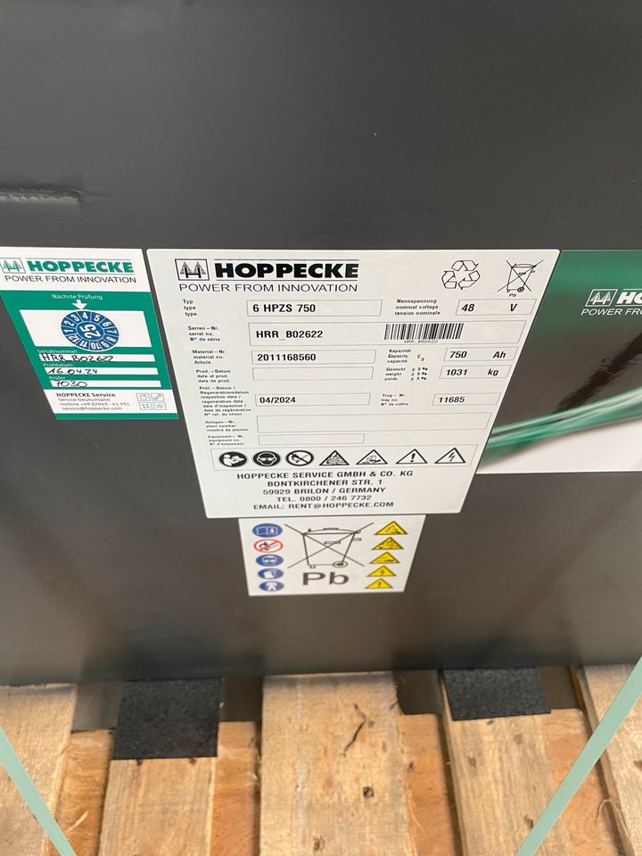 Hoppecke Stapler Batterie 48V 6HPZS 750 BJ 2018 AH Linde Still in Langenbrettach