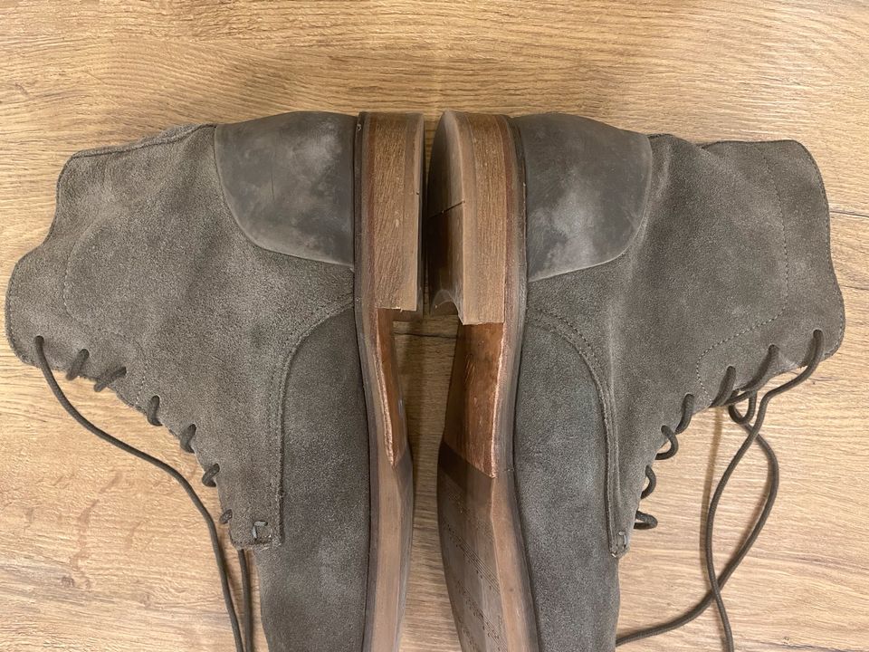 Hudson London grau 44 Leder Schnürstiefel Stiefel Lederstiefel in Groß-Gerau