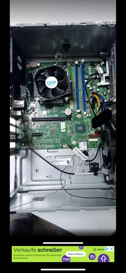 Gehäuse mit CPU kühler von Intel und mainboard in Oberhausen