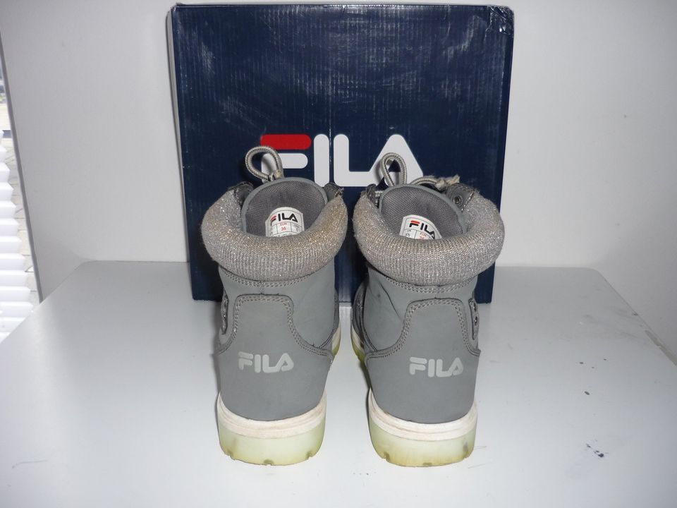 ❤️FILA❤️ MÄDCHEN HALB STIEFEL KUNSTLEDER SCHNÜR BOOTS 36 GRAU in Kamp-Lintfort