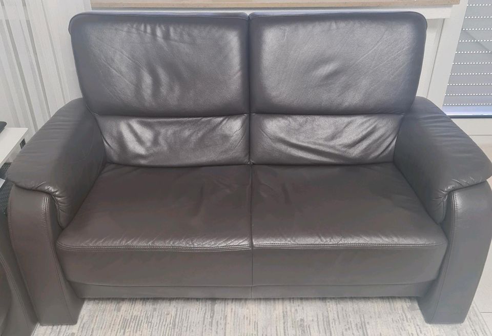 Sitzgarnitur Sofa Couch Sessel Echtleder in Halver
