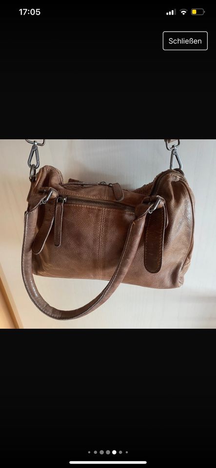 FredsBruder Handtasche/ echt Leder, Braun in Karben