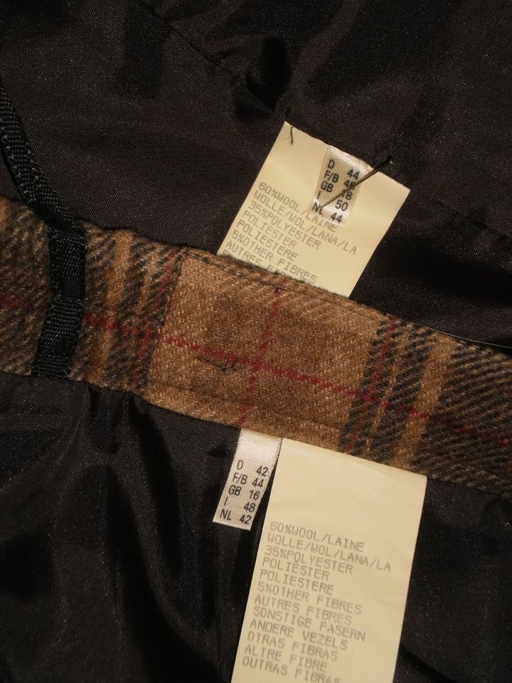 PIER ANGELINI Kostüm Jacke Gr 44 Rock Gr 42 Kariert 60 % Wolle in Lüdenscheid