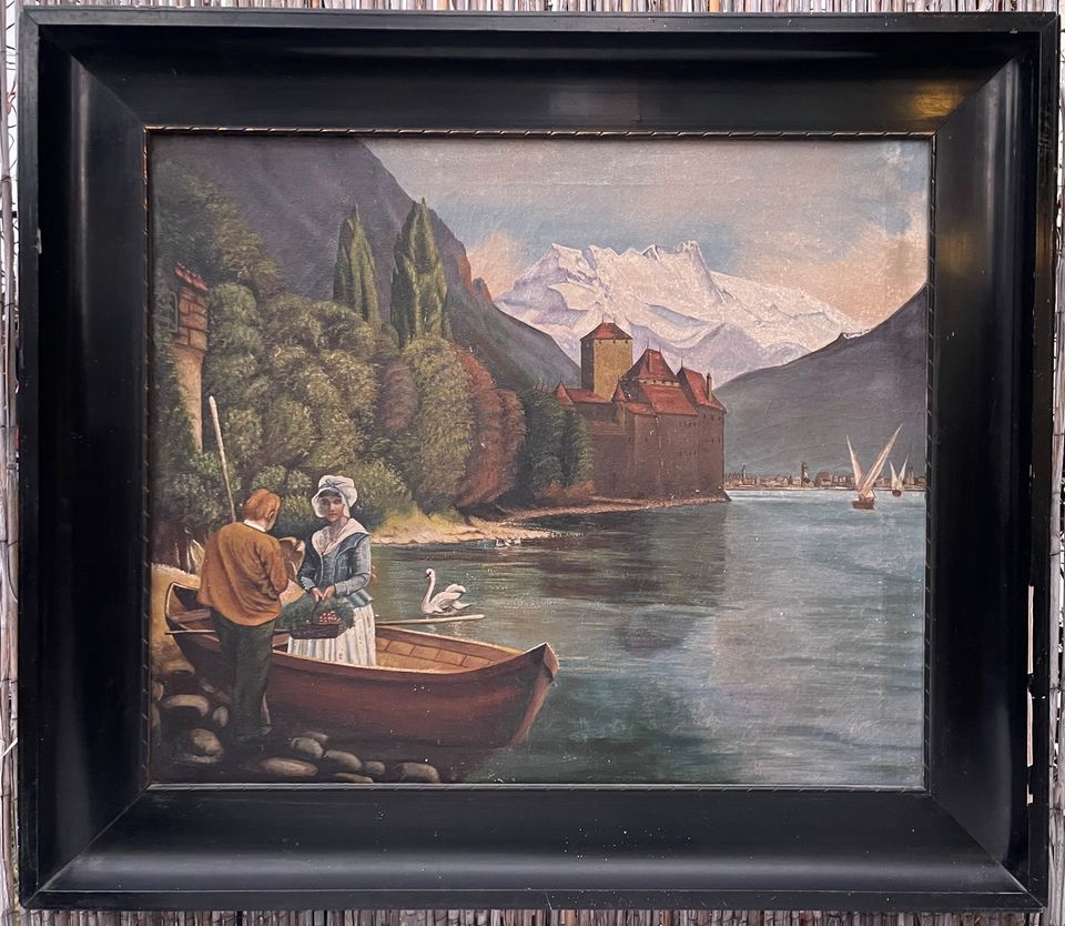 Ölgemälde Schloss Chillon am Genfersee, Größe 78 x 68 cm in Saalfeld (Saale)