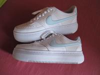 NIKE Air Force Gr. 41 * 1x getragen * weiß-hellbalu Bayern - Traunstein Vorschau
