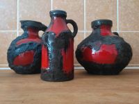 Vintage 3 x Marei Vase Vasen  Henkelvase Krug Fat Lava WGP Rot Niedersachsen - Braunschweig Vorschau