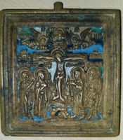 Russische Ikone der Kreuzigung Jesu Christi, aus Bronze Sachsen - Drebach Vorschau