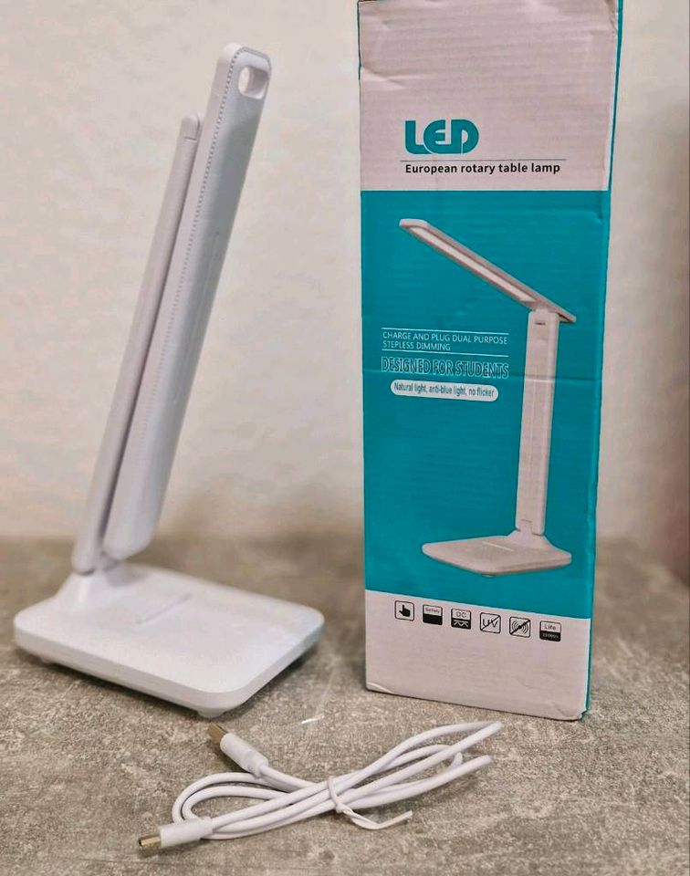 LED Schreibtisch Lampe + Handyhalter 3× Licht Stufen USB Licht in Dresden