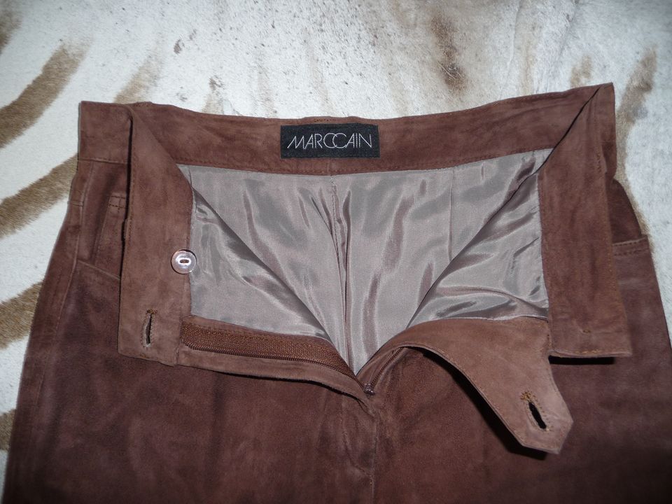 Weiche Ziegenlederhose von Marc Cain Gr.4 Veloursleder braun in Sindelfingen