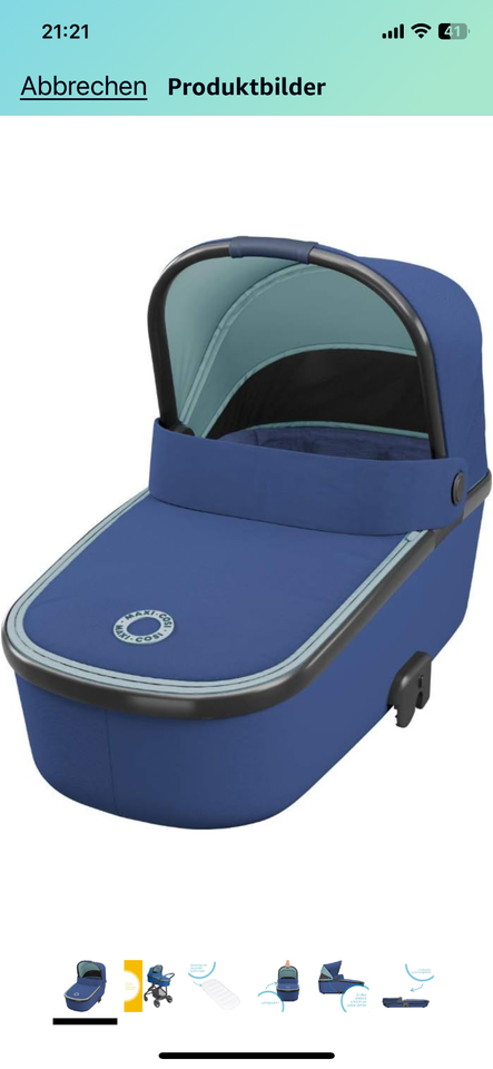 Blauer Kinderwagen Maxi-Cosi + Babywanne auch in Blau in Neuss