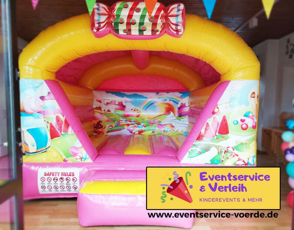 Candy Party Hüpfburg 3,5m x 3m / Überdacht - Profi PVC Plane! in Voerde (Niederrhein)