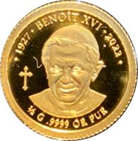 Kleine 0,5 gr Gold Münze, 9999er AU, Papst Benedikt XVI Baden-Württemberg - Elzach Vorschau