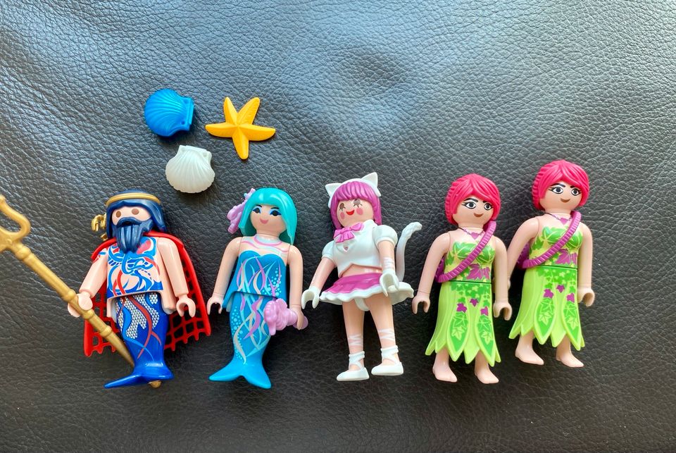 5 Playmobil Figuren und Zubehör, Neptun Meerjungfrau Elfen in Aschau im Chiemgau