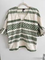 Creme grüne Kurzarm Bluse Muster Ethno Stil boho sommer Nordrhein-Westfalen - Meerbusch Vorschau