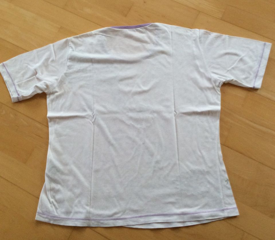 Brax T-Shirt Shirt Gr. 42 Weiss mit Flieder Druck Pailletten in Duderstadt