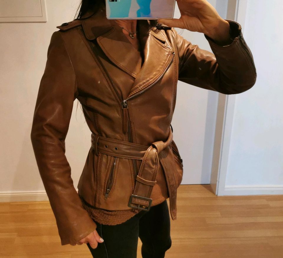 Marc O'Polo 38 M S Echtleder Lederjacke biker Jacke cognac braun in Hamburg