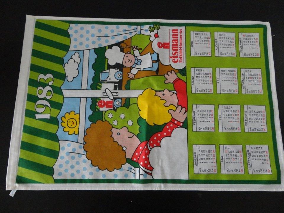 Geschirrtuch Stoffkalender 1983, von Eismann Tiefkühl-Heimservice in Duisburg